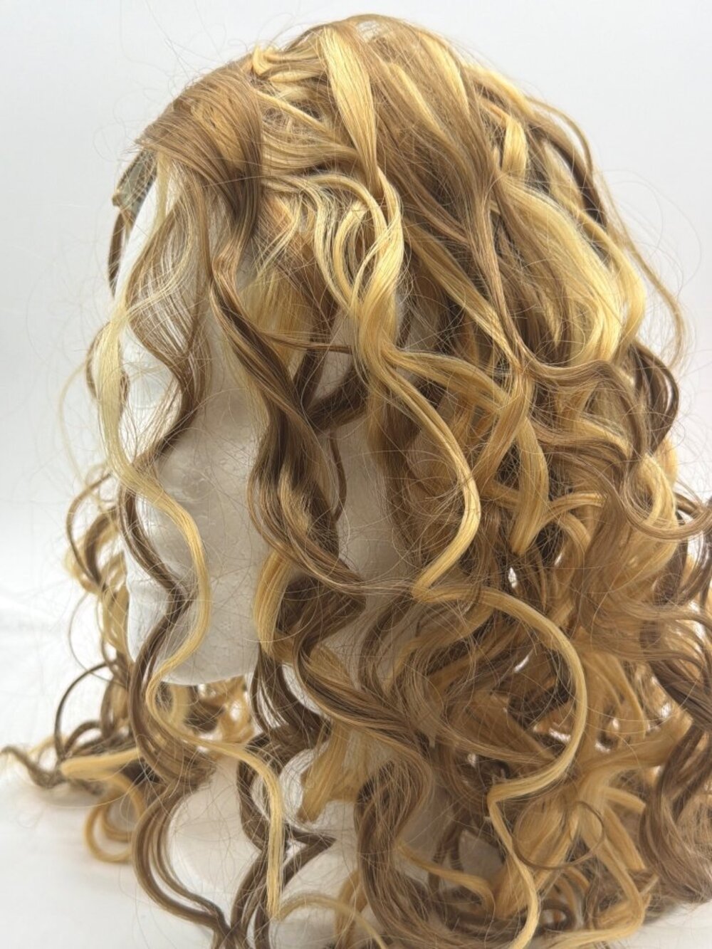 Reecho 4PCS 16" Clip-In Hair Extensions Lace Weft Short Curly Dark Blonde With H